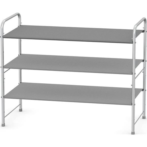 3-Tier Shoe Rack Storage Organizer, Grey - Picture 3 of 7